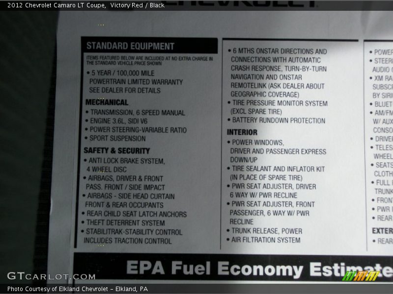 Victory Red / Black 2012 Chevrolet Camaro LT Coupe