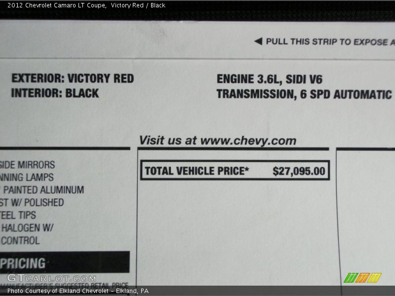 Victory Red / Black 2012 Chevrolet Camaro LT Coupe