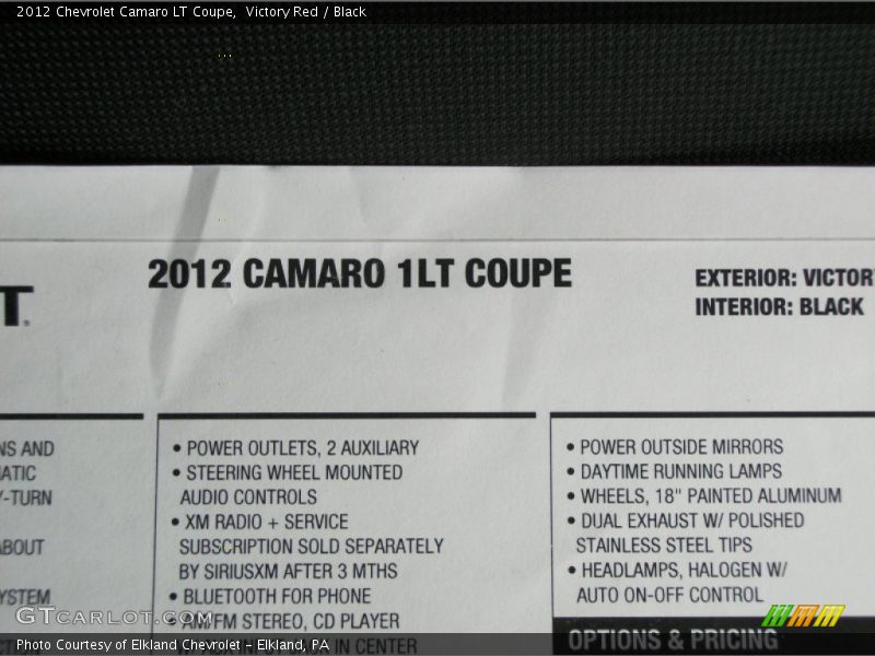 Victory Red / Black 2012 Chevrolet Camaro LT Coupe
