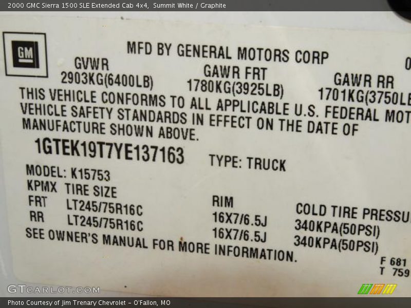 Summit White / Graphite 2000 GMC Sierra 1500 SLE Extended Cab 4x4