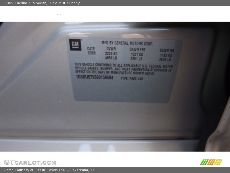 Gold Mist / Ebony 2009 Cadillac CTS Sedan