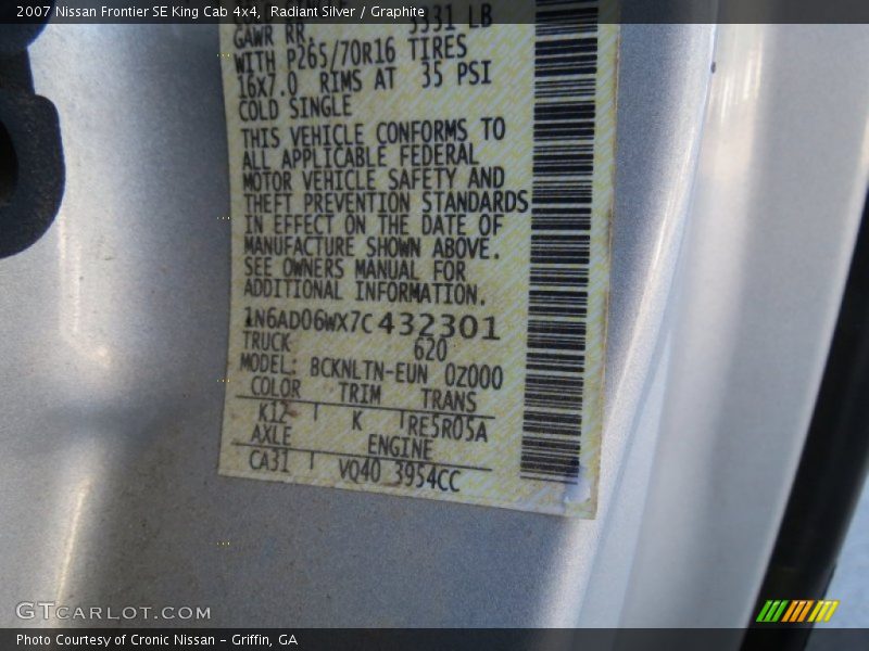 Radiant Silver / Graphite 2007 Nissan Frontier SE King Cab 4x4