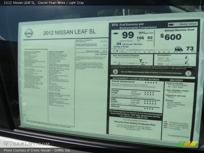 Glacier Pearl White / Light Gray 2012 Nissan LEAF SL
