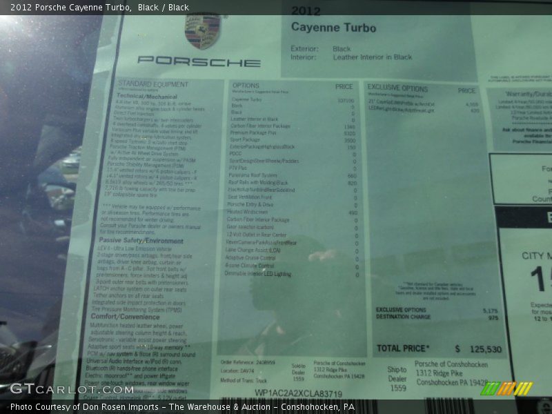  2012 Cayenne Turbo Window Sticker