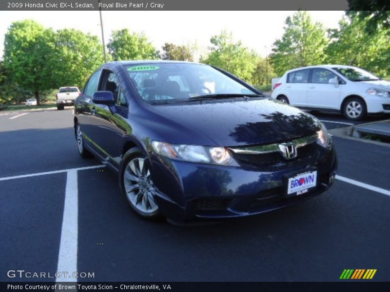 Royal Blue Pearl / Gray 2009 Honda Civic EX-L Sedan