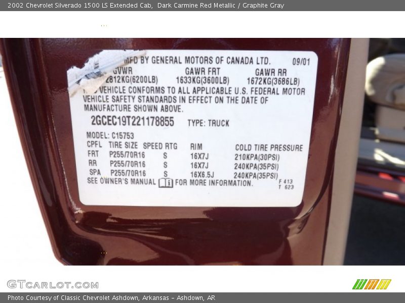 Dark Carmine Red Metallic / Graphite Gray 2002 Chevrolet Silverado 1500 LS Extended Cab