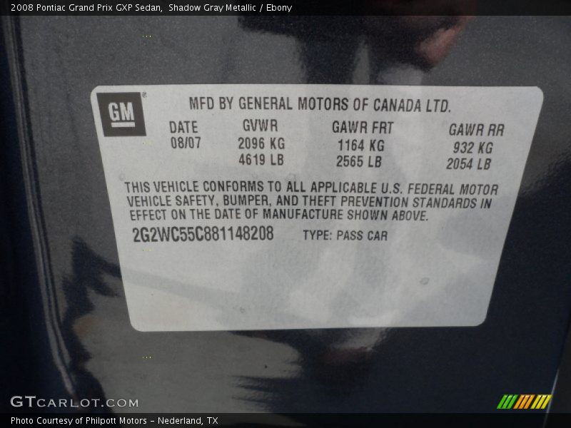 Shadow Gray Metallic / Ebony 2008 Pontiac Grand Prix GXP Sedan