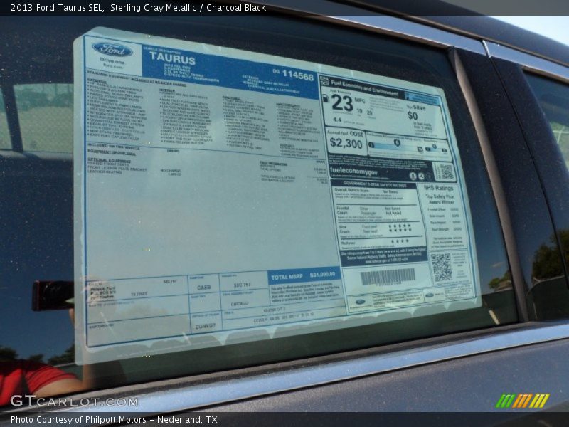  2013 Taurus SEL Window Sticker