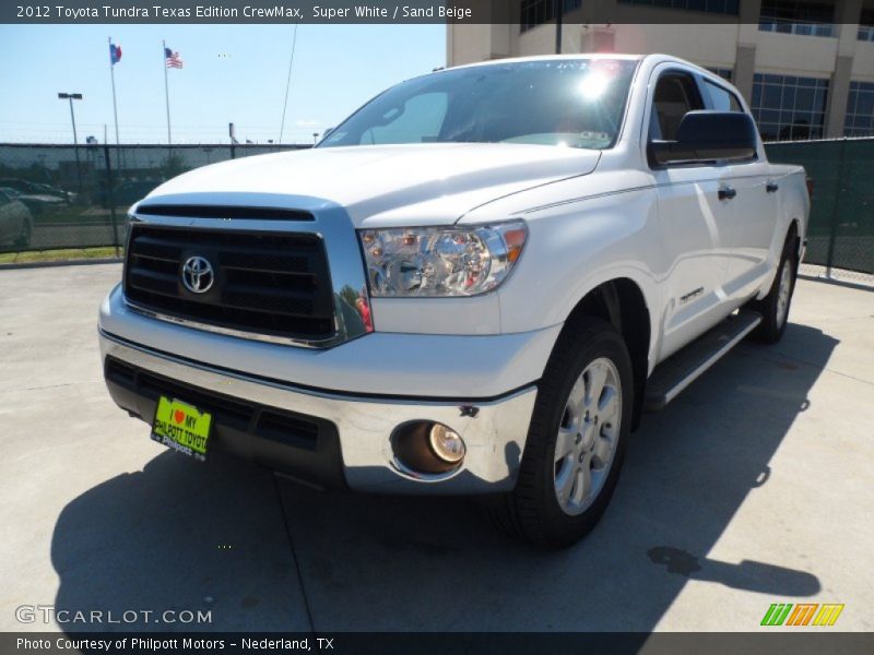 Super White / Sand Beige 2012 Toyota Tundra Texas Edition CrewMax