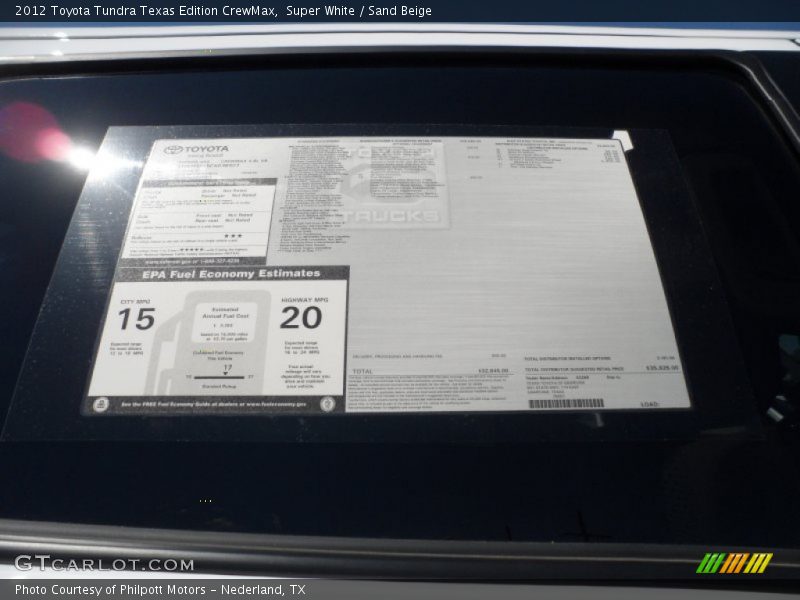 Super White / Sand Beige 2012 Toyota Tundra Texas Edition CrewMax