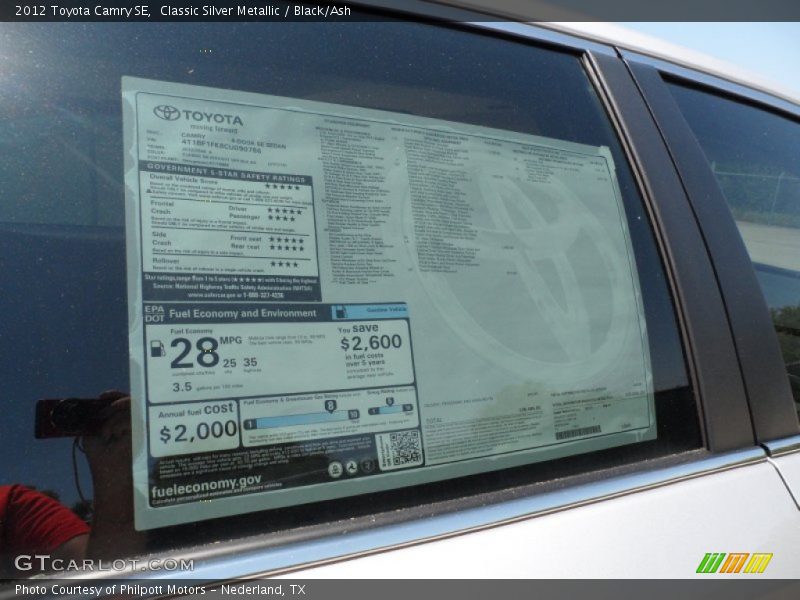 Classic Silver Metallic / Black/Ash 2012 Toyota Camry SE