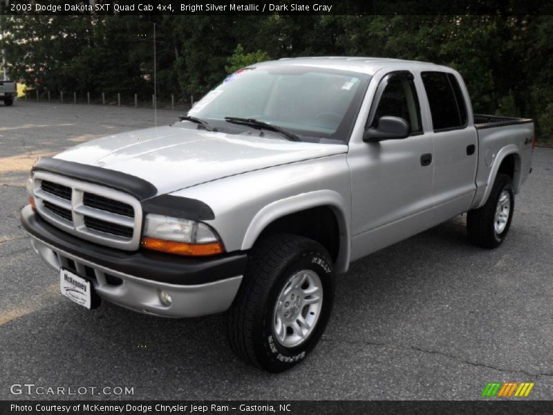 Bright Silver Metallic / Dark Slate Gray 2003 Dodge Dakota SXT Quad Cab 4x4