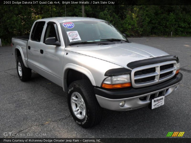 Bright Silver Metallic / Dark Slate Gray 2003 Dodge Dakota SXT Quad Cab 4x4