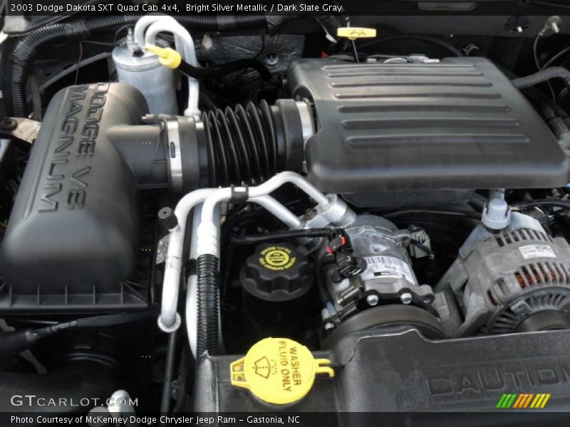 Bright Silver Metallic / Dark Slate Gray 2003 Dodge Dakota SXT Quad Cab 4x4