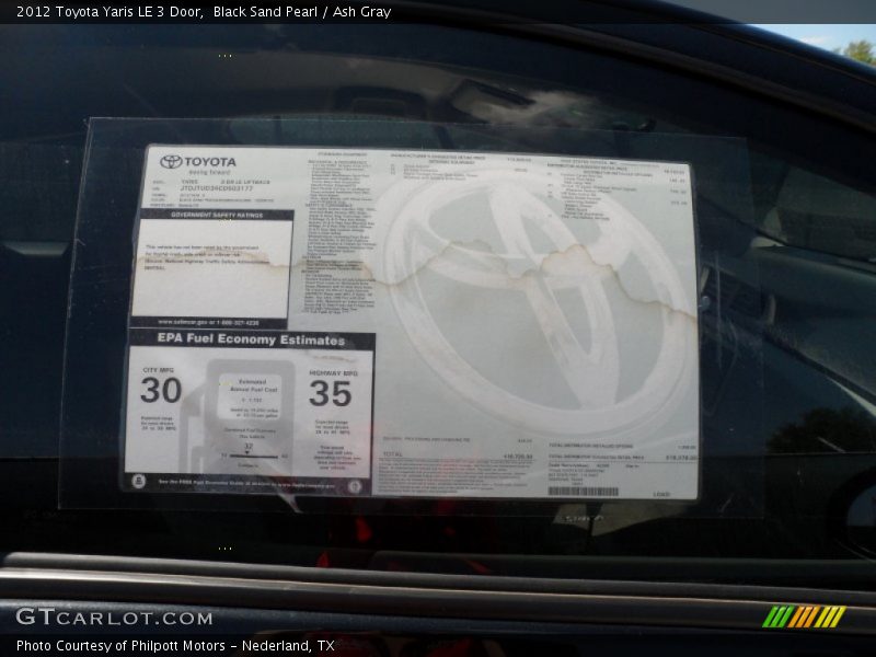 Black Sand Pearl / Ash Gray 2012 Toyota Yaris LE 3 Door