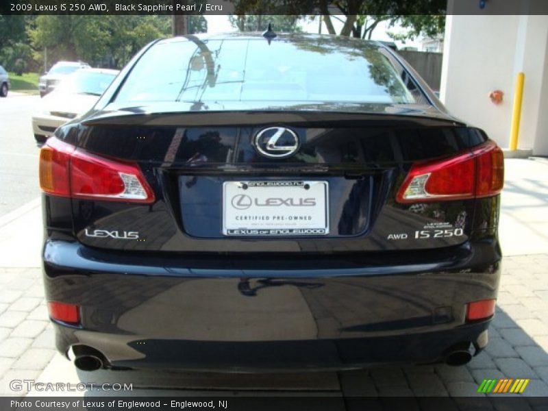 Black Sapphire Pearl / Ecru 2009 Lexus IS 250 AWD