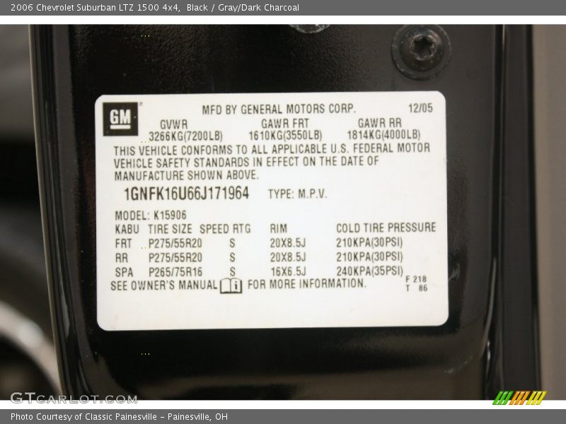 Black / Gray/Dark Charcoal 2006 Chevrolet Suburban LTZ 1500 4x4