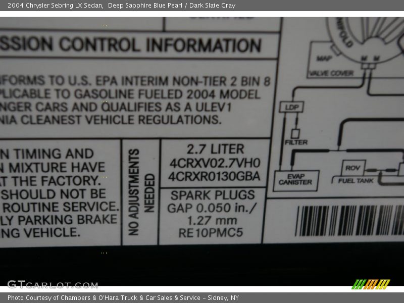 Deep Sapphire Blue Pearl / Dark Slate Gray 2004 Chrysler Sebring LX Sedan