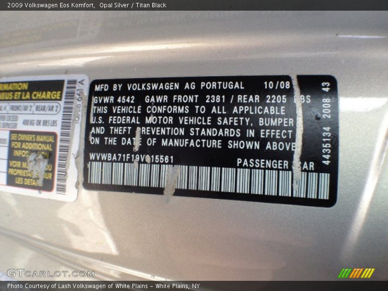 Opal Silver / Titan Black 2009 Volkswagen Eos Komfort