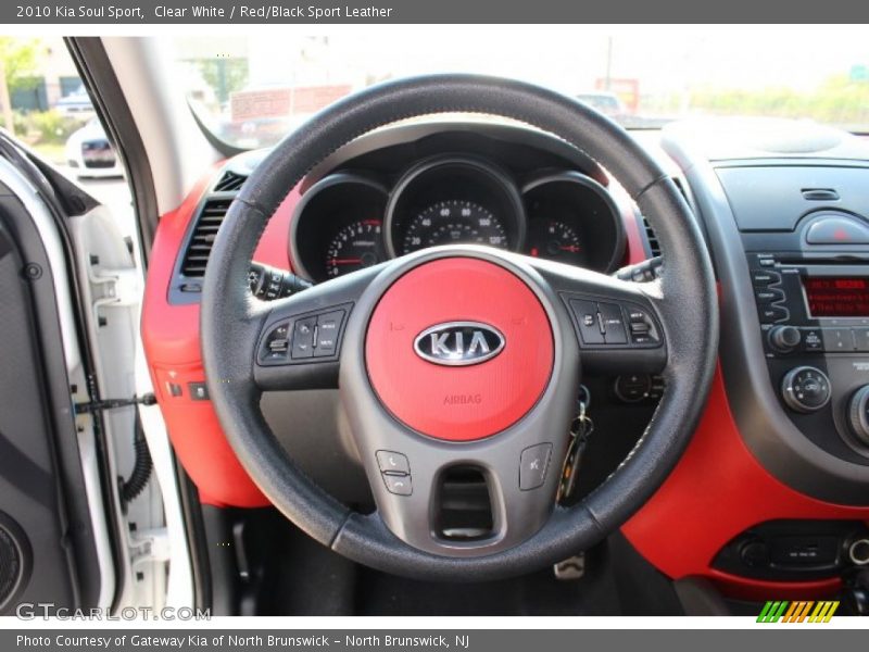 Clear White / Red/Black Sport Leather 2010 Kia Soul Sport