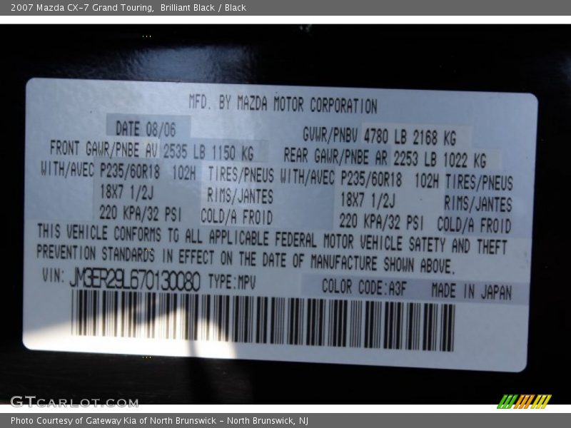 Brilliant Black / Black 2007 Mazda CX-7 Grand Touring