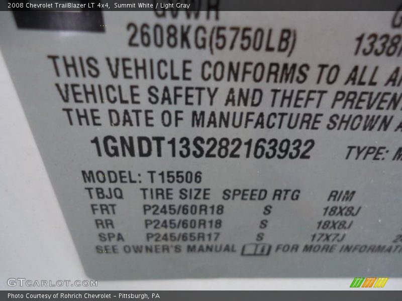 Summit White / Light Gray 2008 Chevrolet TrailBlazer LT 4x4