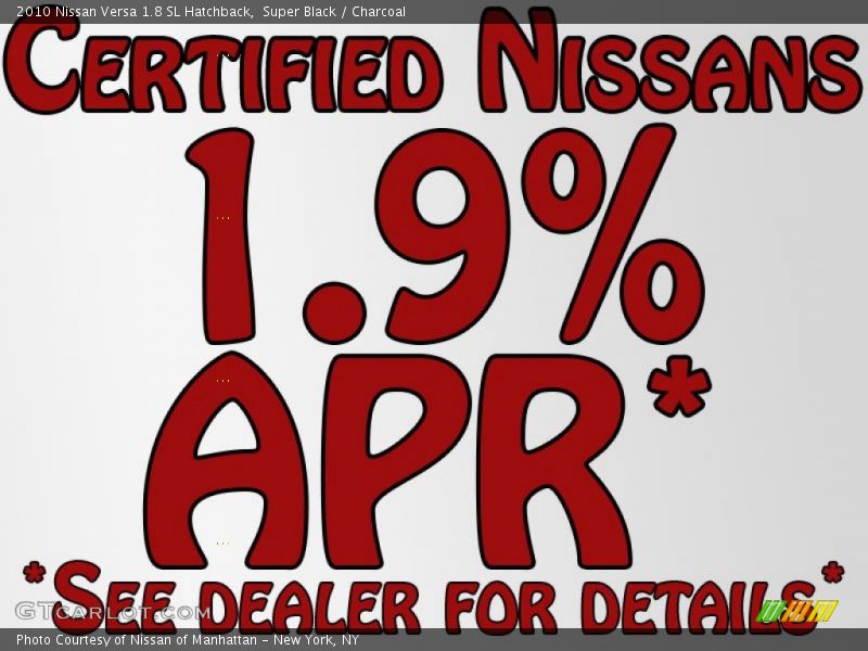 Super Black / Charcoal 2010 Nissan Versa 1.8 SL Hatchback