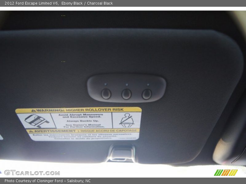 Ebony Black / Charcoal Black 2012 Ford Escape Limited V6