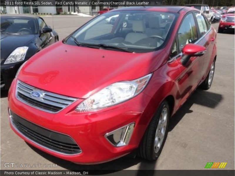 Red Candy Metallic / Cashmere/Charcoal Black Leather 2011 Ford Fiesta SEL Sedan