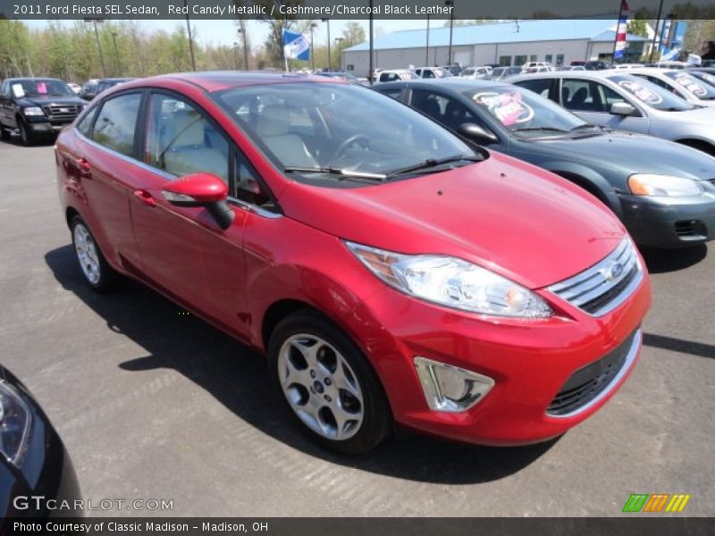 Red Candy Metallic / Cashmere/Charcoal Black Leather 2011 Ford Fiesta SEL Sedan
