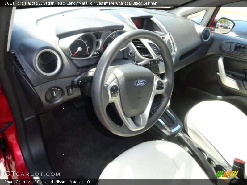 Red Candy Metallic / Cashmere/Charcoal Black Leather 2011 Ford Fiesta SEL Sedan