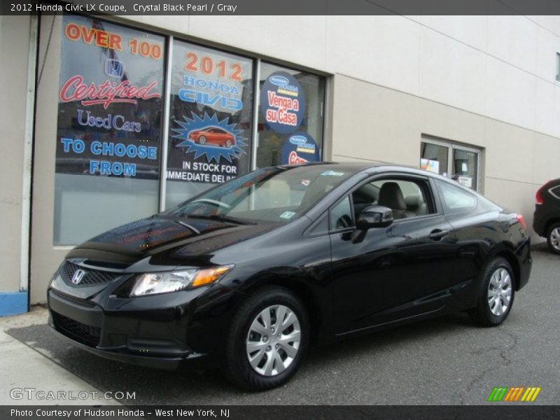 Crystal Black Pearl / Gray 2012 Honda Civic LX Coupe