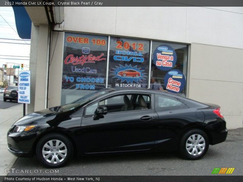 Crystal Black Pearl / Gray 2012 Honda Civic LX Coupe