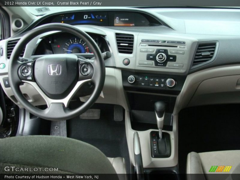 Crystal Black Pearl / Gray 2012 Honda Civic LX Coupe