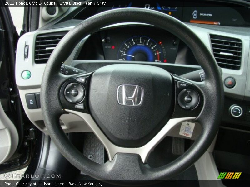 Crystal Black Pearl / Gray 2012 Honda Civic LX Coupe