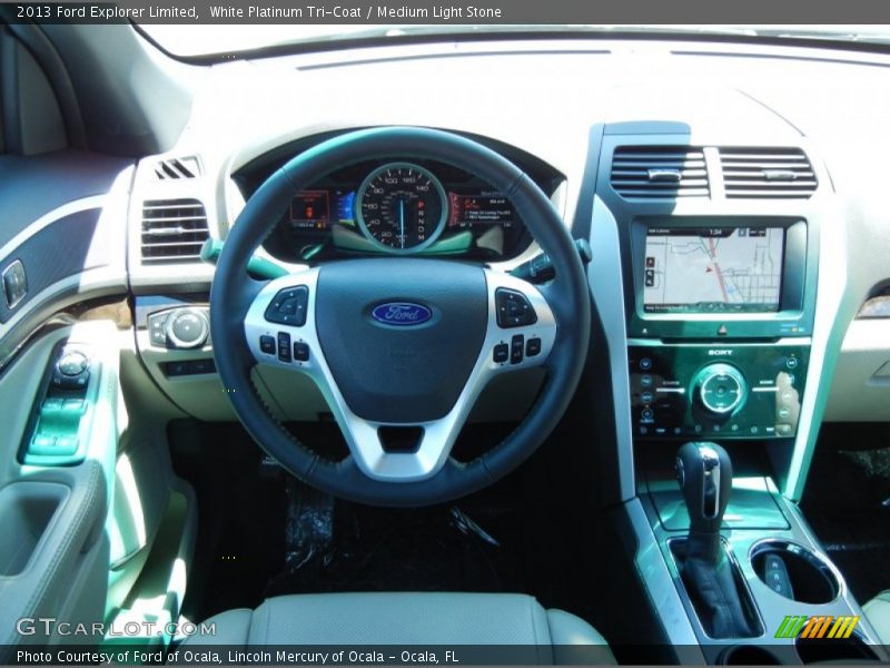 White Platinum Tri-Coat / Medium Light Stone 2013 Ford Explorer Limited