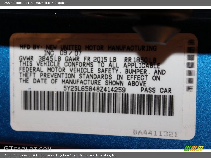 Wave Blue / Graphite 2008 Pontiac Vibe