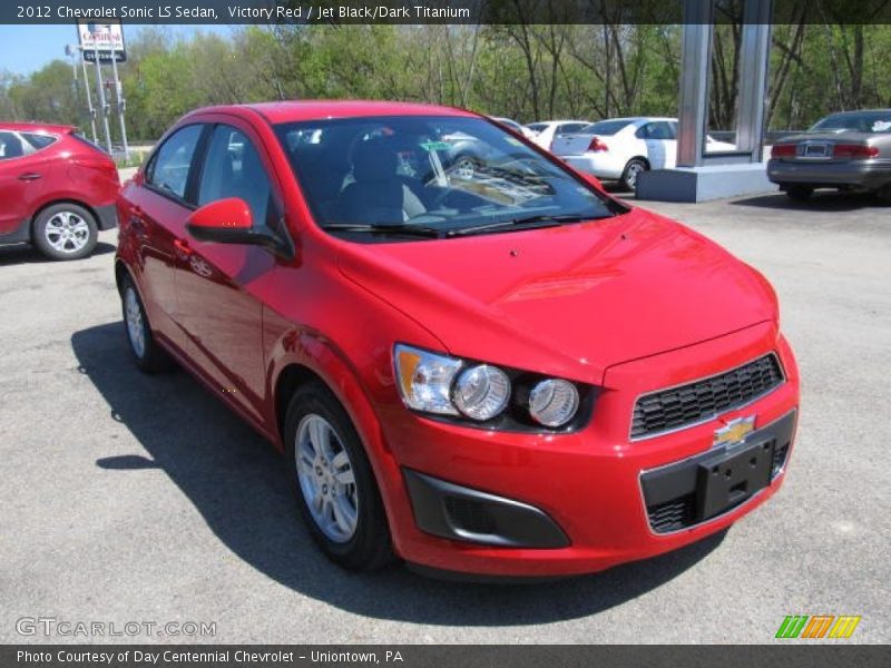 Victory Red / Jet Black/Dark Titanium 2012 Chevrolet Sonic LS Sedan