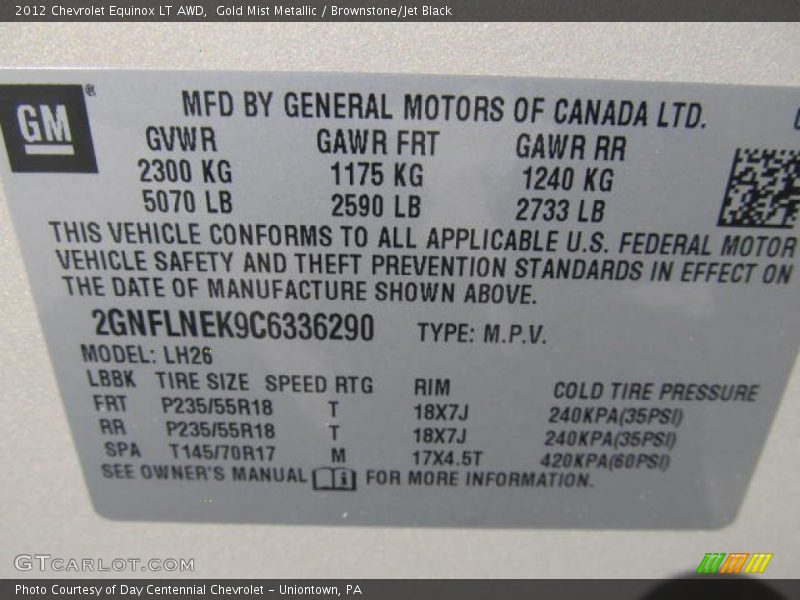 Gold Mist Metallic / Brownstone/Jet Black 2012 Chevrolet Equinox LT AWD