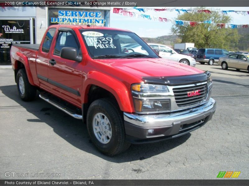 Red Orange Metallic / Ebony 2008 GMC Canyon SLE Extended Cab 4x4
