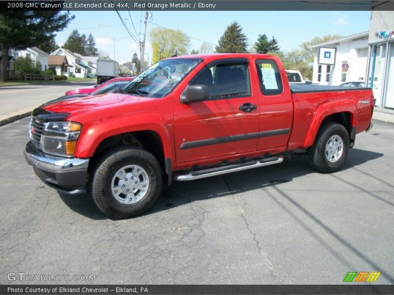 Red Orange Metallic / Ebony 2008 GMC Canyon SLE Extended Cab 4x4