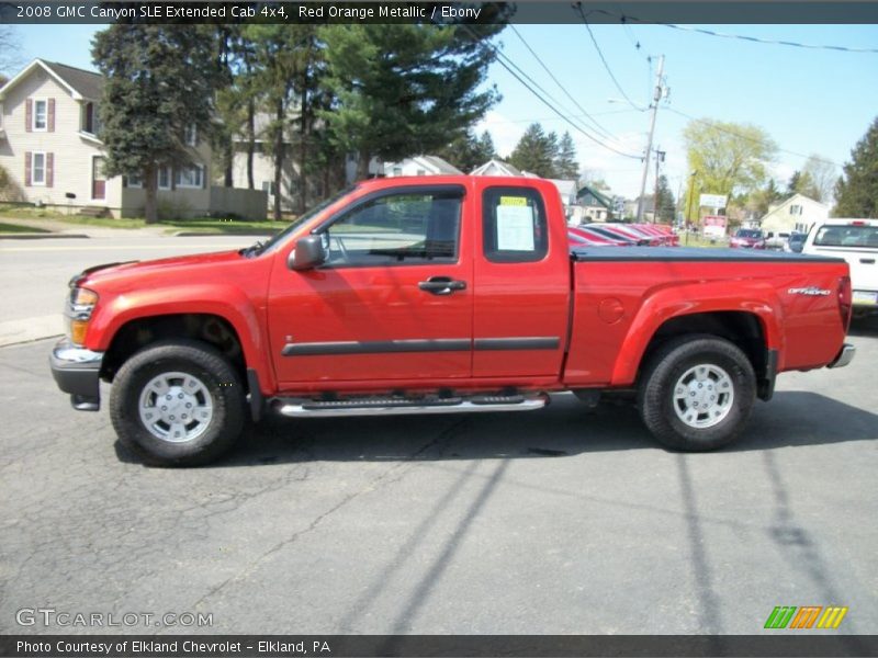 Red Orange Metallic / Ebony 2008 GMC Canyon SLE Extended Cab 4x4