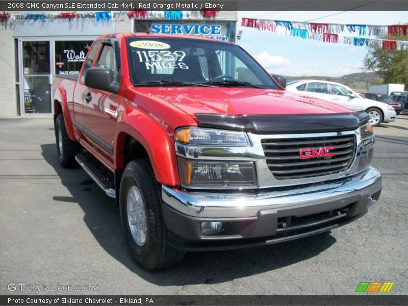 Red Orange Metallic / Ebony 2008 GMC Canyon SLE Extended Cab 4x4