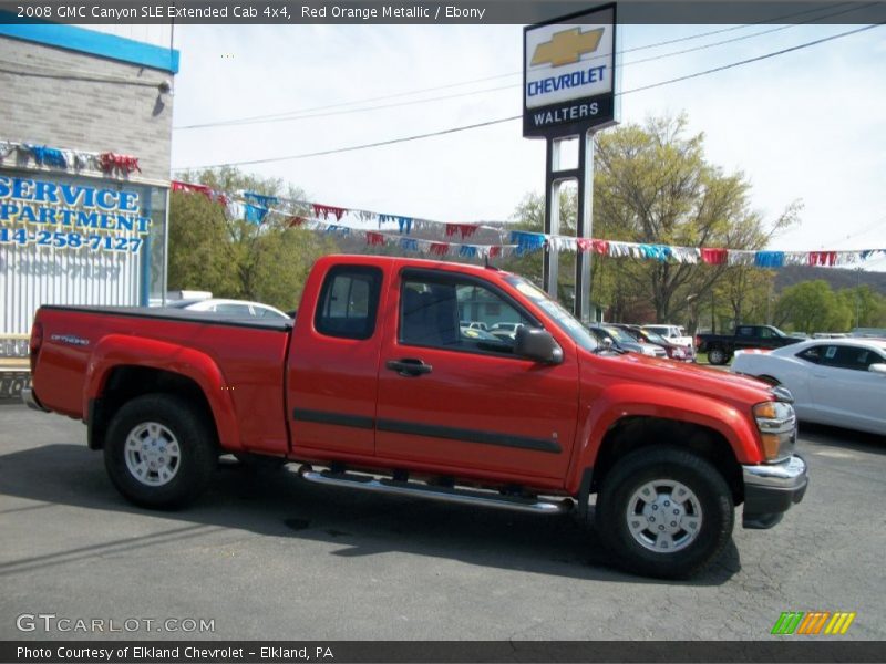 Red Orange Metallic / Ebony 2008 GMC Canyon SLE Extended Cab 4x4