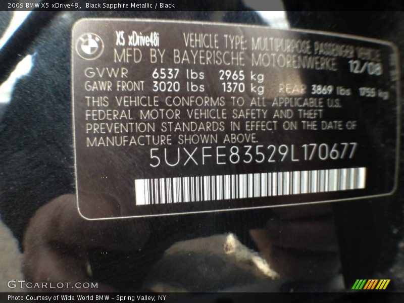 Black Sapphire Metallic / Black 2009 BMW X5 xDrive48i