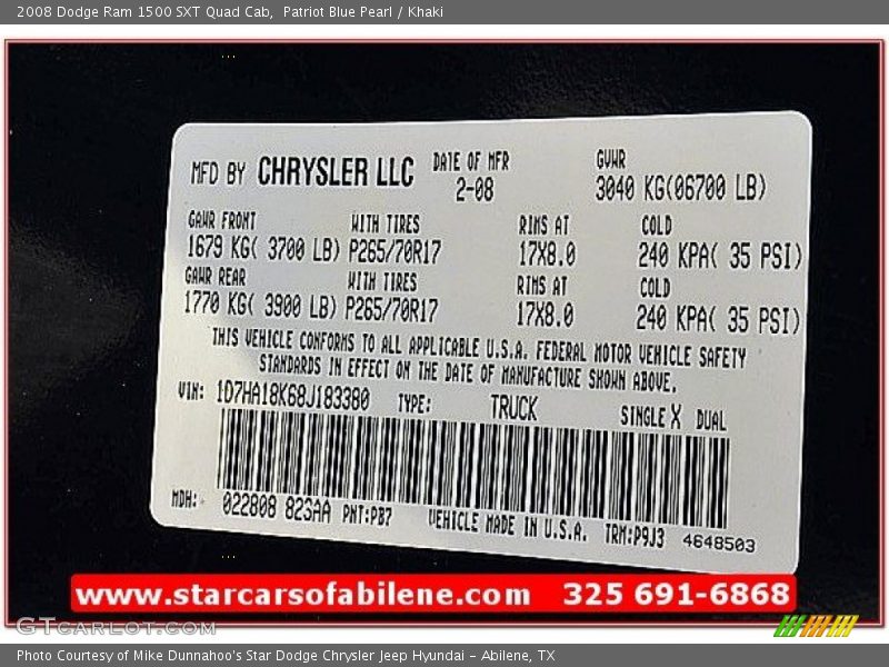 Patriot Blue Pearl / Khaki 2008 Dodge Ram 1500 SXT Quad Cab