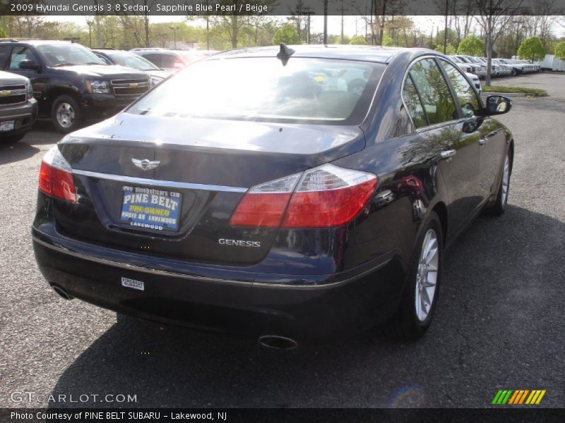 Sapphire Blue Pearl / Beige 2009 Hyundai Genesis 3.8 Sedan
