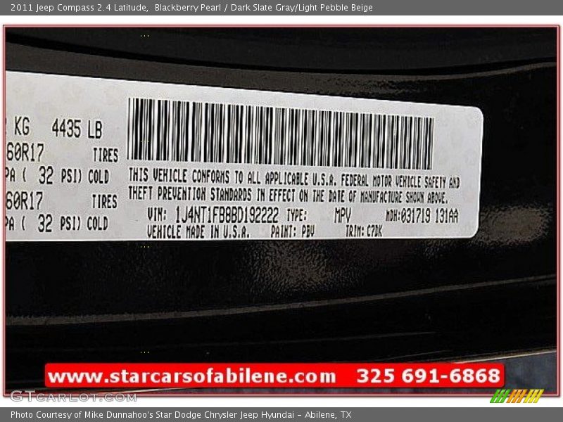 Blackberry Pearl / Dark Slate Gray/Light Pebble Beige 2011 Jeep Compass 2.4 Latitude