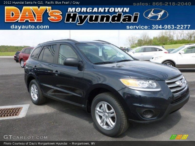 Pacific Blue Pearl / Gray 2012 Hyundai Santa Fe GLS
