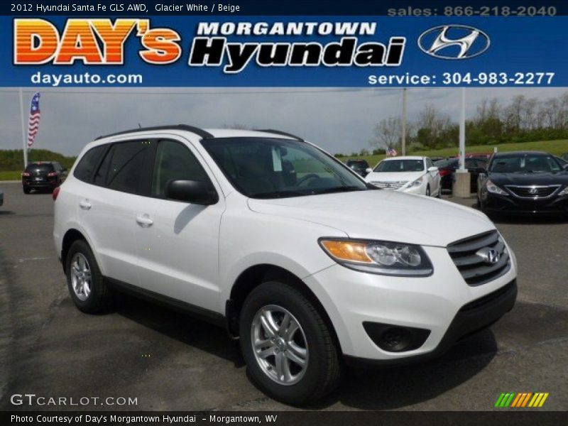 Glacier White / Beige 2012 Hyundai Santa Fe GLS AWD